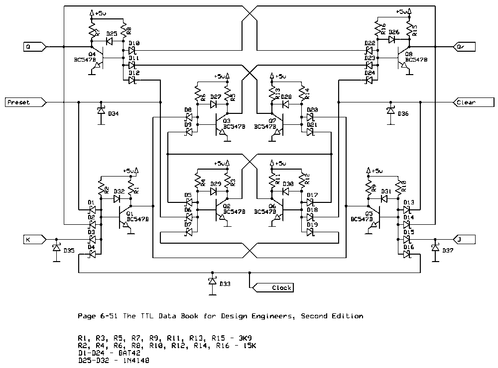 schematic for a DTL JK flip flop