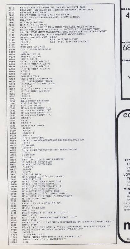 the listing from CHASE from Kilobaud magazine 1977 the listing from CHASE from Kilobaud magazine 1977
